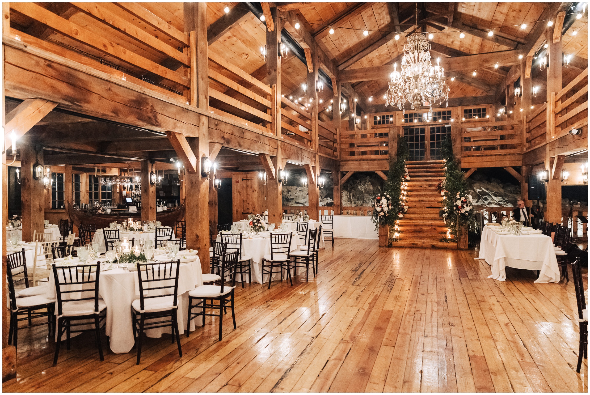 reception decor in barn at red lion inn